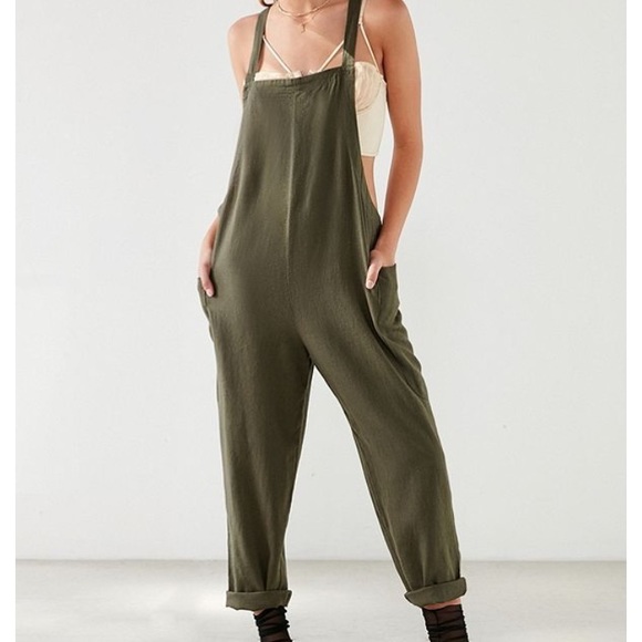 olive green linen jumpsuit